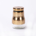 chocolate color glass spice jar custom glass jar for kitchen with plastic jar set